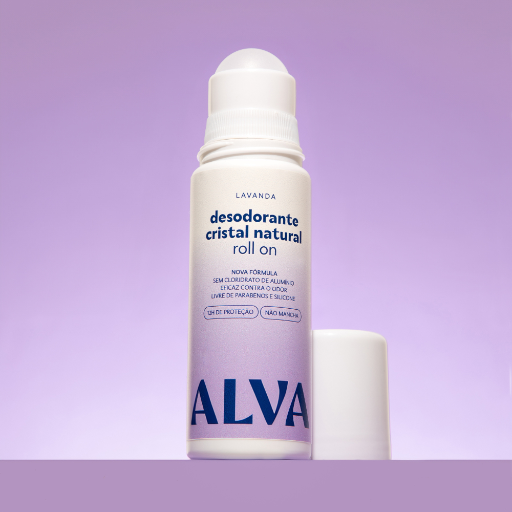 Desodorante Roll on Cristal Natural Lavanda Vegano 70ml Alva