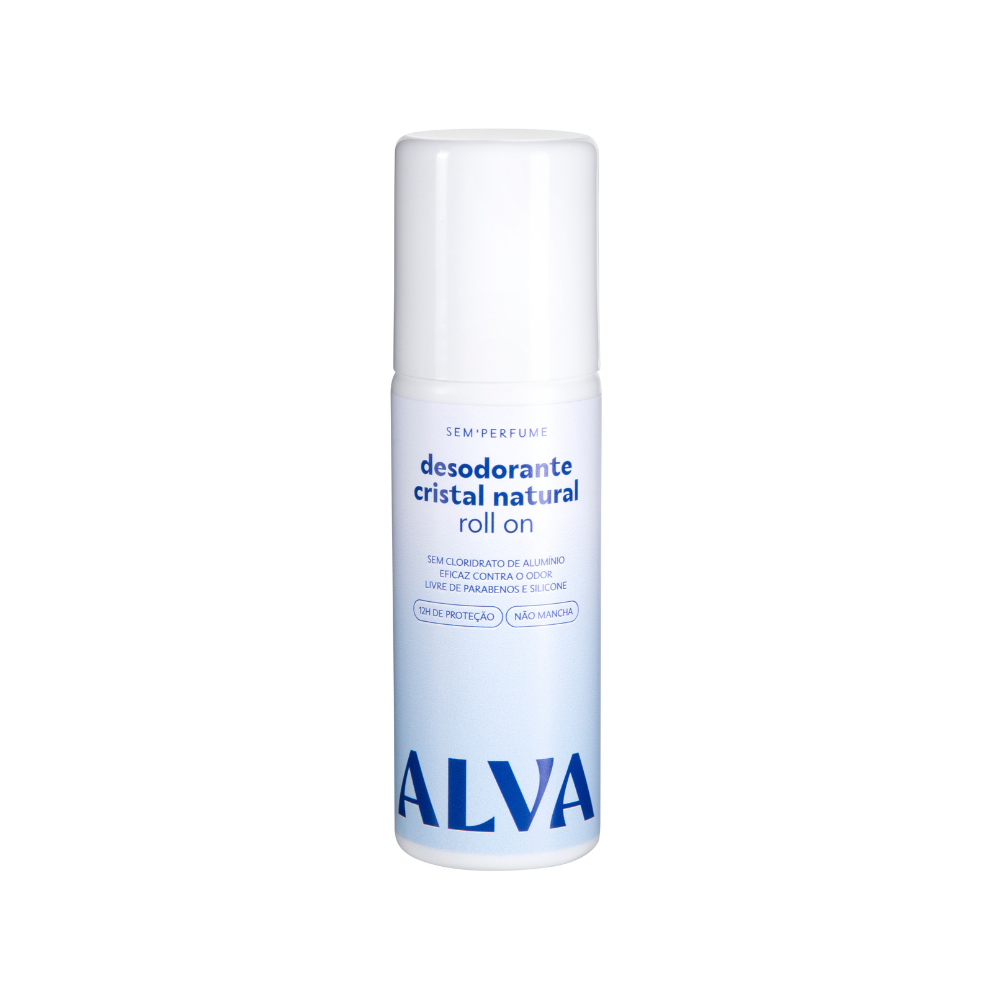 Desodorante Roll on Cristal Natural Sem Perfume Vegano 70ml Alva